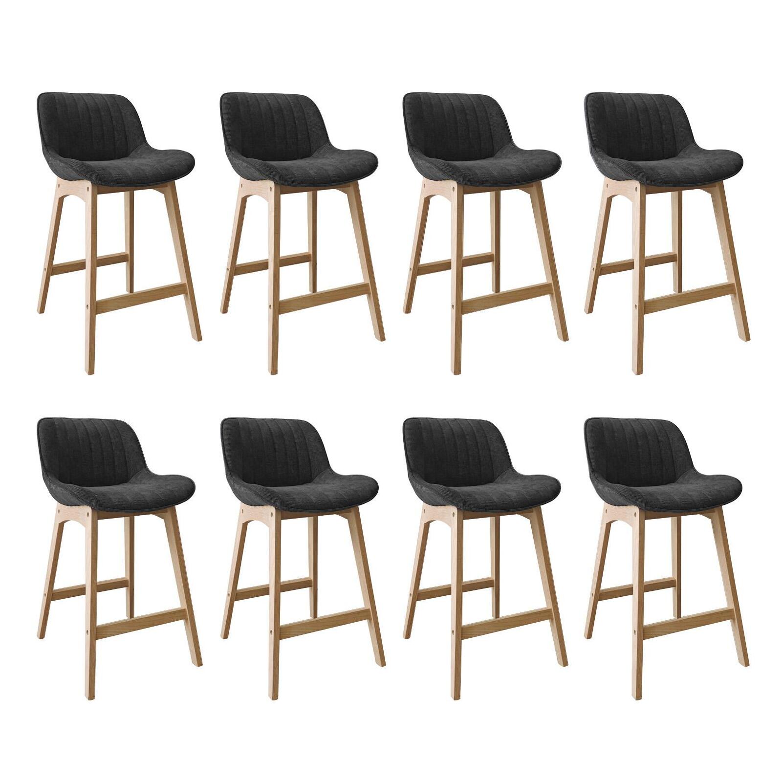Lot de chaises de bar en chêne et tissu velours côtelé H65cm NORDEN, MOB IN