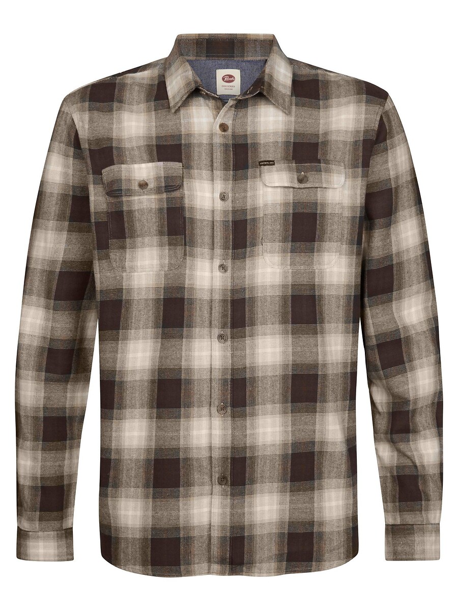 Chemise droite imprimée à carreaux, manches longues, PETROL INDUSTRIES