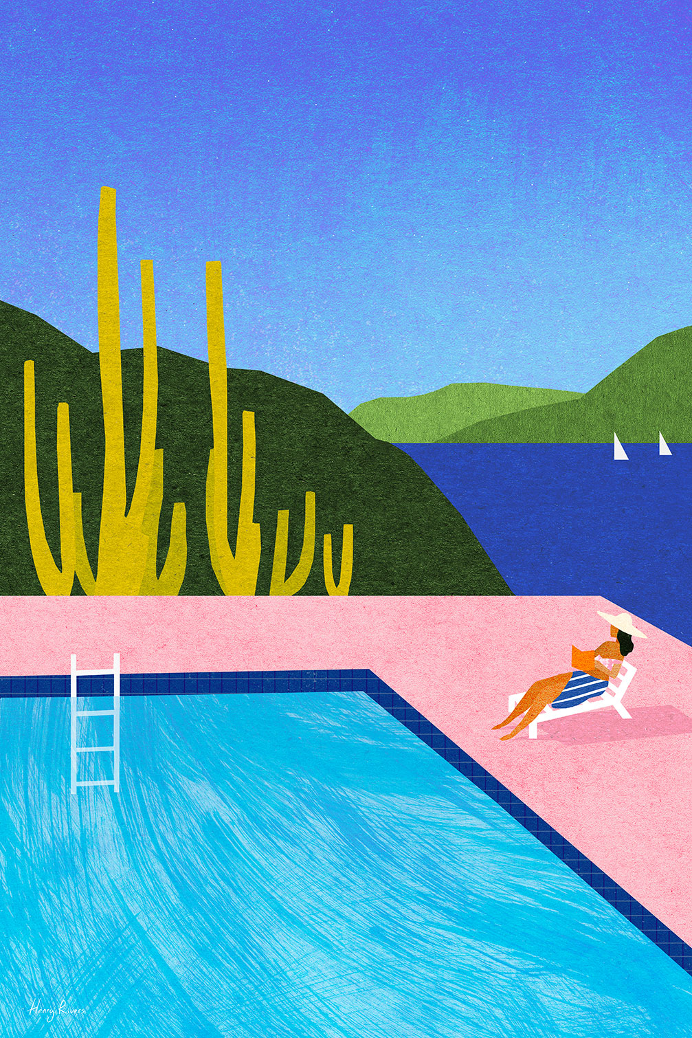 Tableau neo vintage swimming pool iii, HEXOA