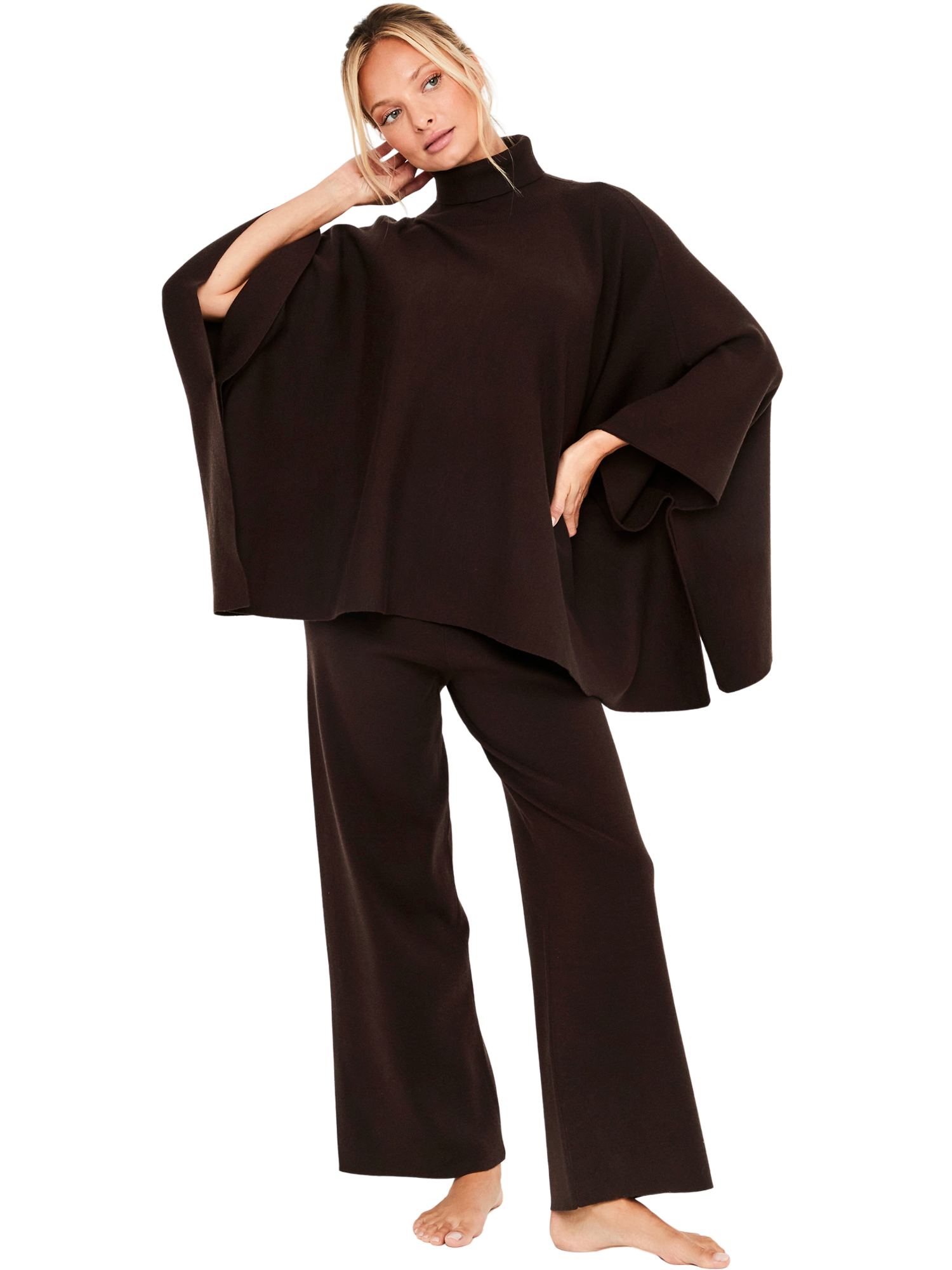 Pyjama pantalon évasé poncho col montant The Knit Code, SELMARK