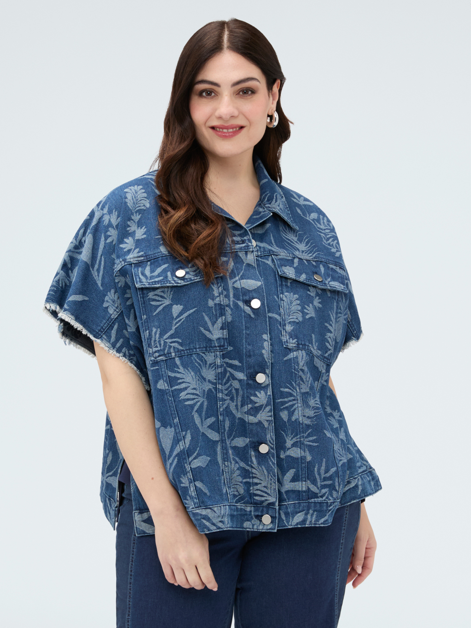 Chemise avec motif jacquard feuillage, FIORELLA RUBINO