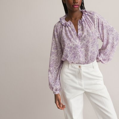 Floral Print Shirt with Ruffled Peter Pan Collar LA REDOUTE COLLECTIONS