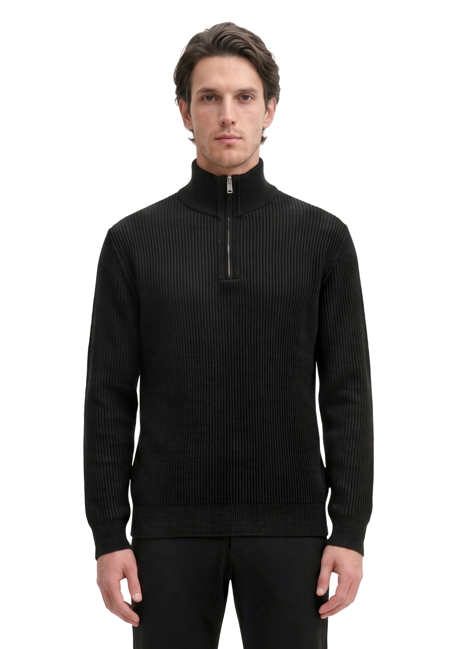 Pull à col roulé en maille, coupe classique en mélange de coton bio et de laine vierge, MARC O'POLO