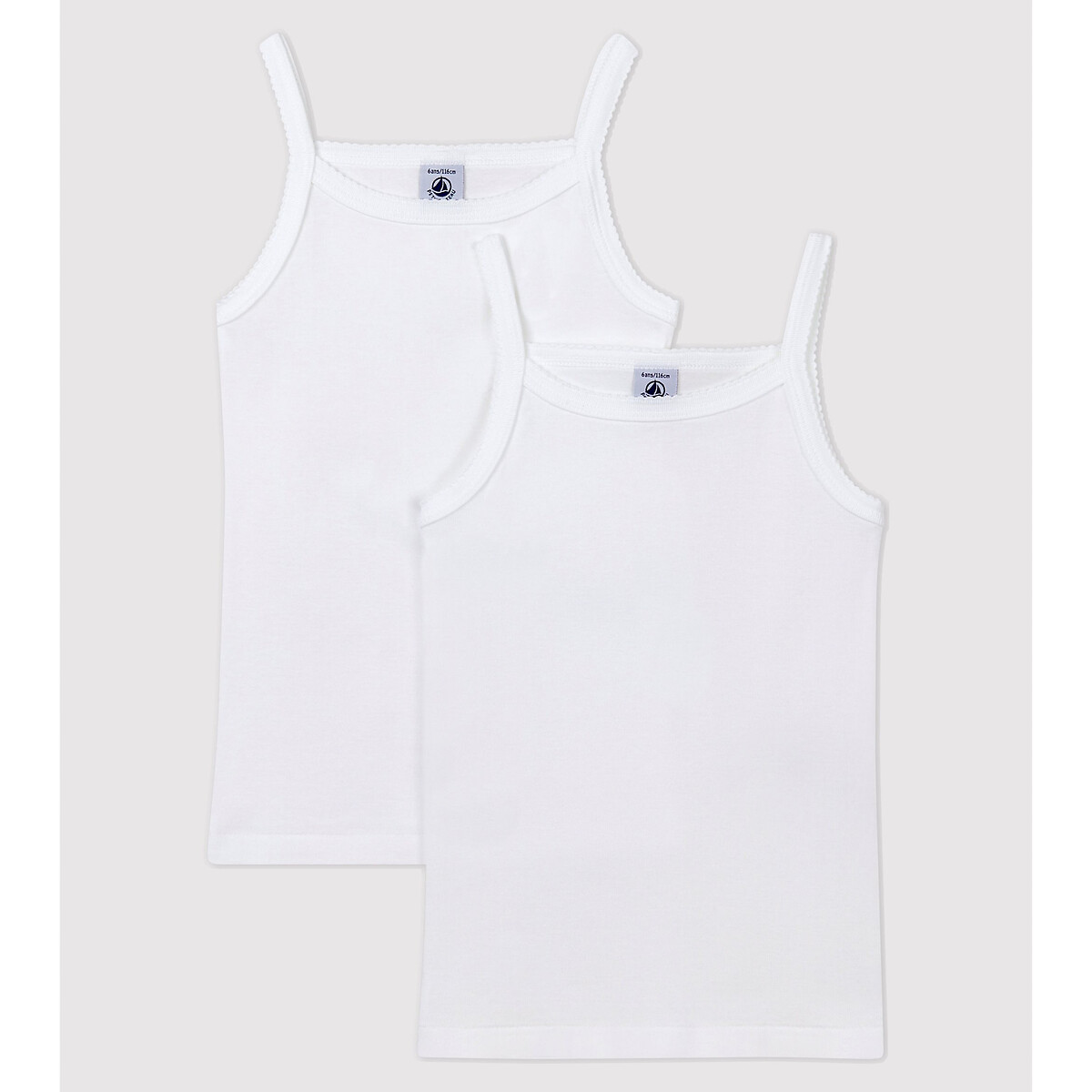 Pack of 2 Strappy Vest Tops in Organic Cotton, 3-12 Years