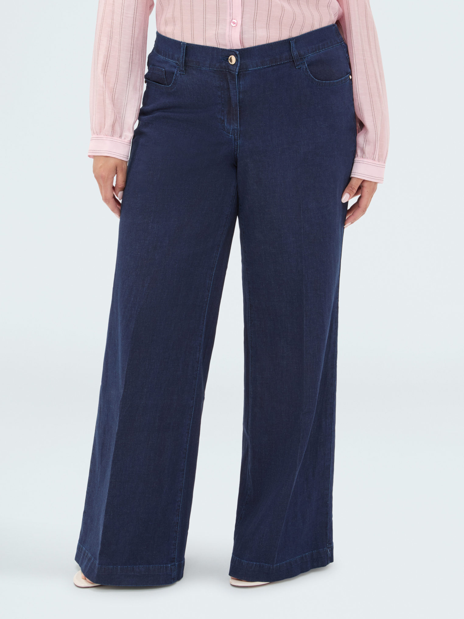 Jean Wide Leg délavage bleu marine, FIORELLA RUBINO