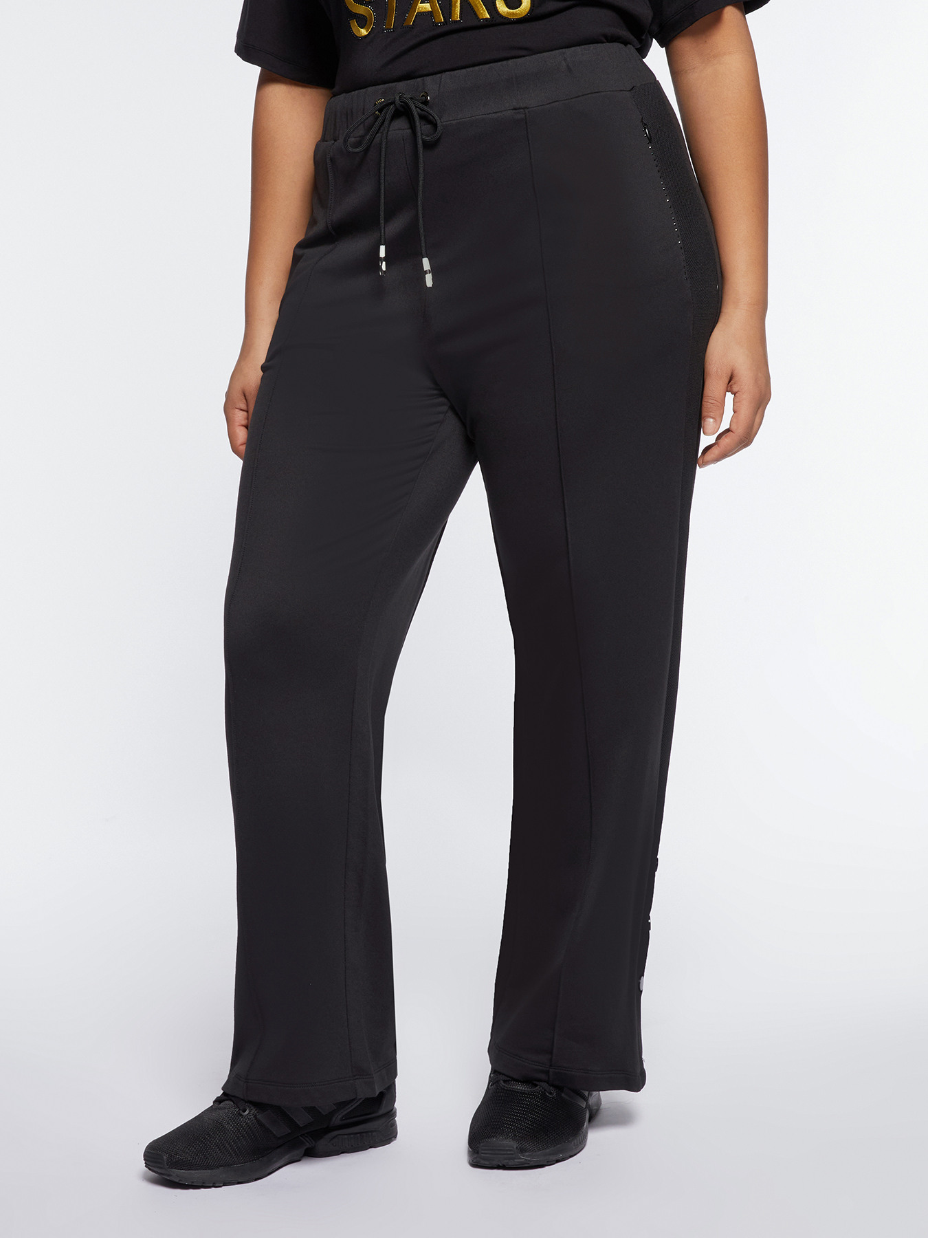 Pantalon jogger en molleton avec bouton pression dans le bas noir Fiorella Rubino La Redoute