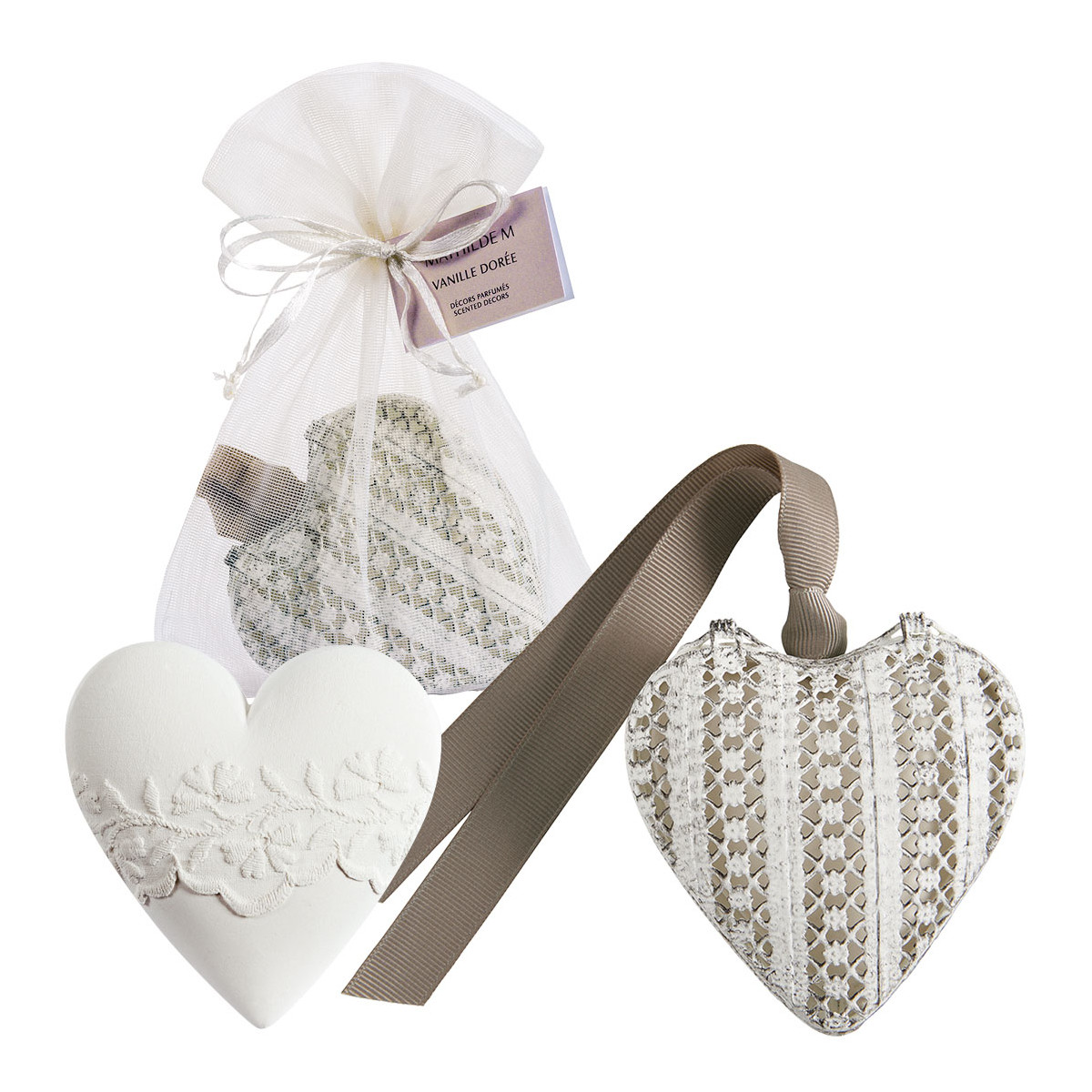 Boîte Cœur et décor parfumé - Vanille Dorée, MATHILDE M