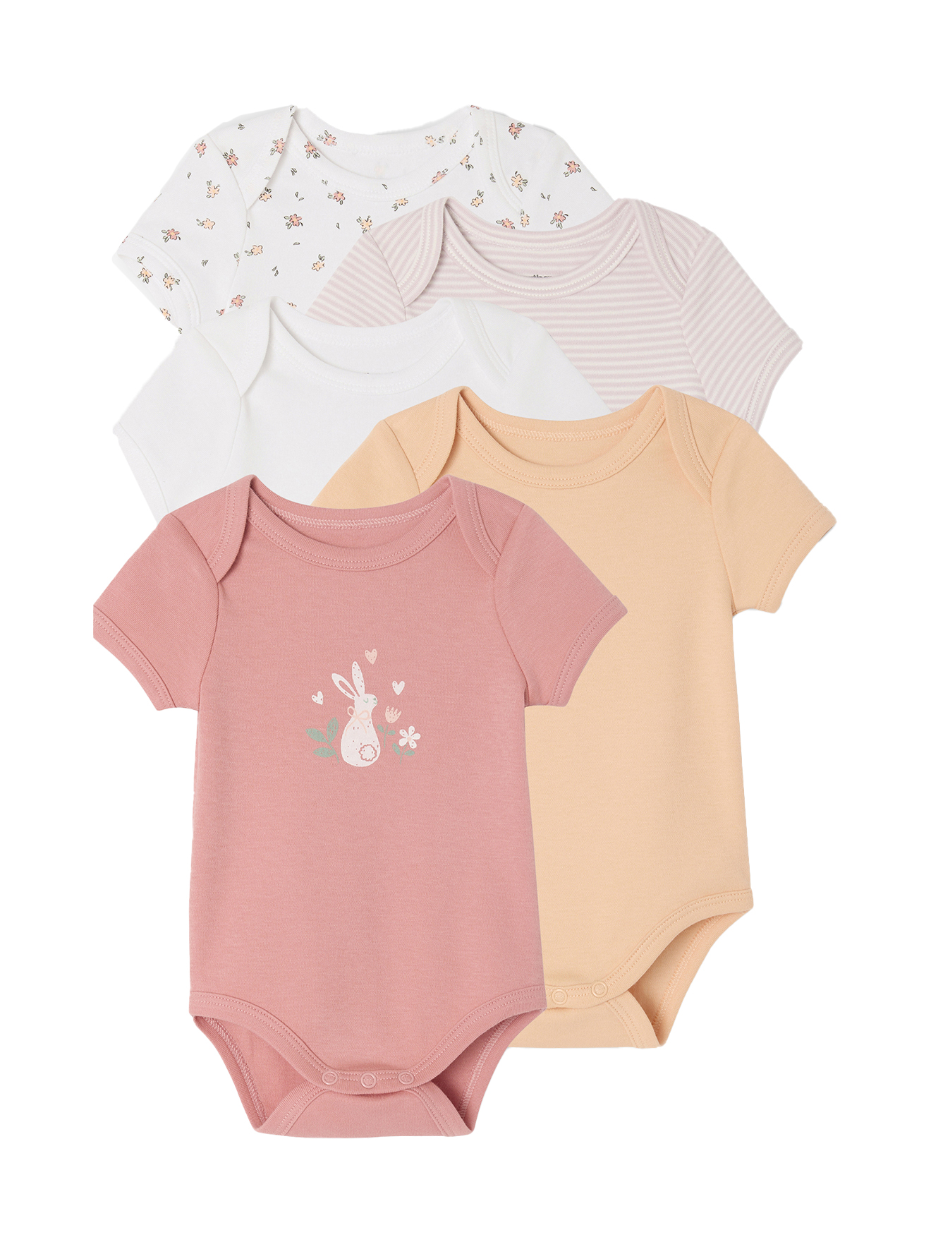 Lot de 5 bodies manches courtes, VERTBAUDET