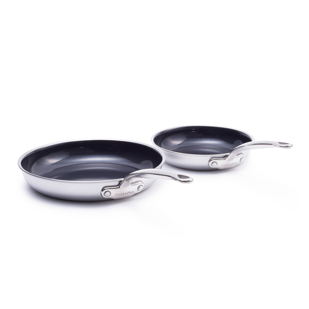 Set de poêles 20 /28 cm inox triply revêtement céramique - Première, GREENPAN