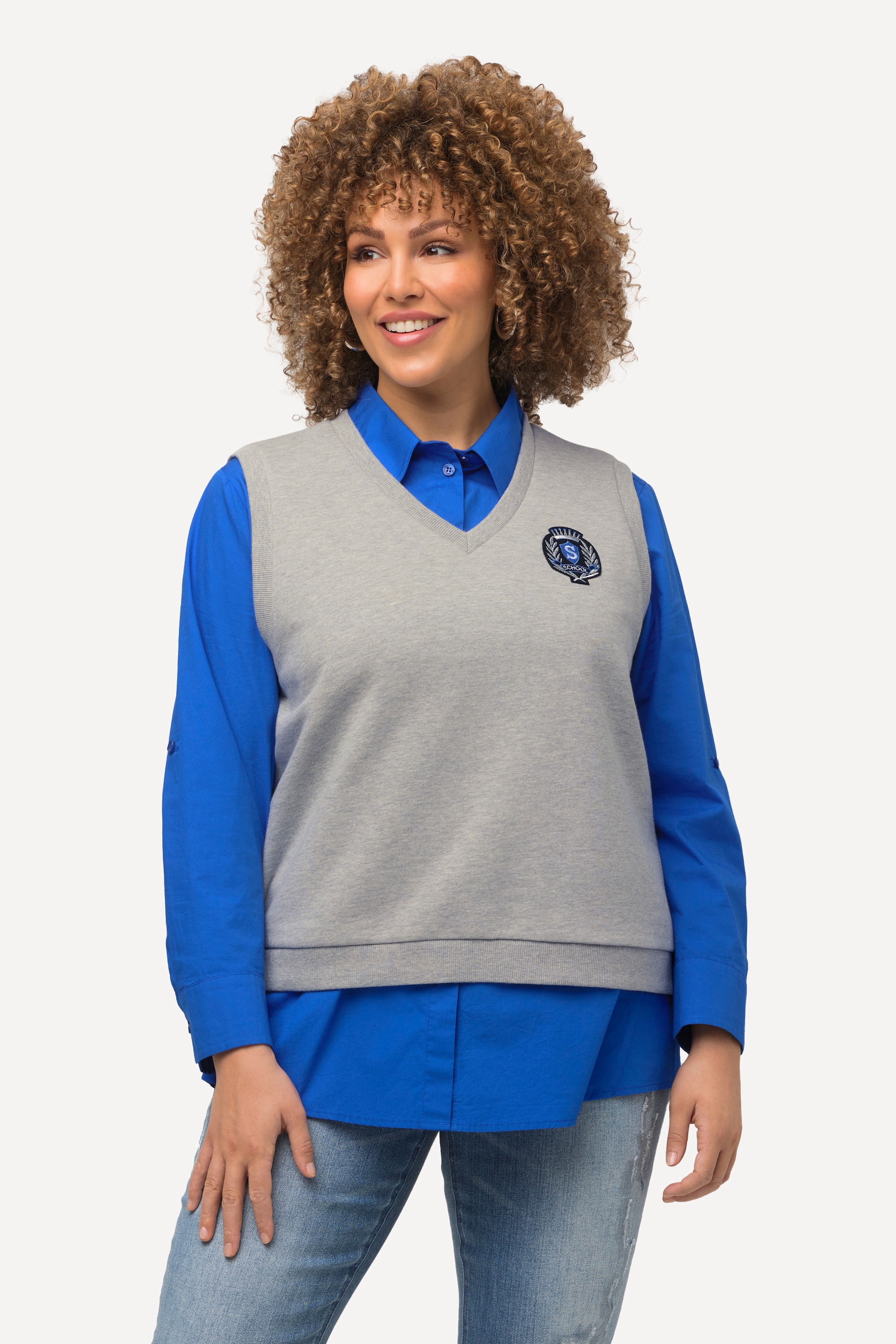 Pull sans manches en molleton à col en V, ULLA POPKEN