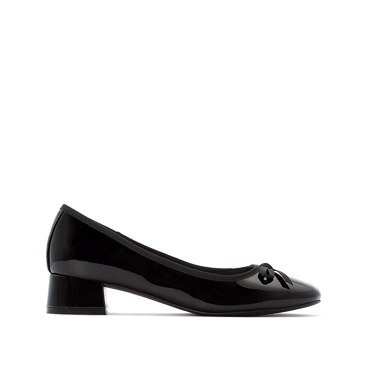 Matematik olie Fancy kjole Patent block heel ballet pumps with bow detail black La Redoute Collections  | La Redoute