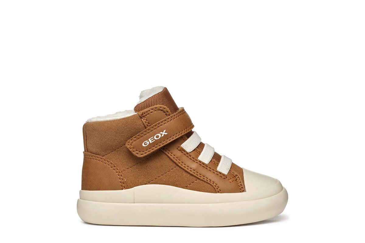 Kids Gisli Faux Fur-Lined High Top Trainers, GEOX