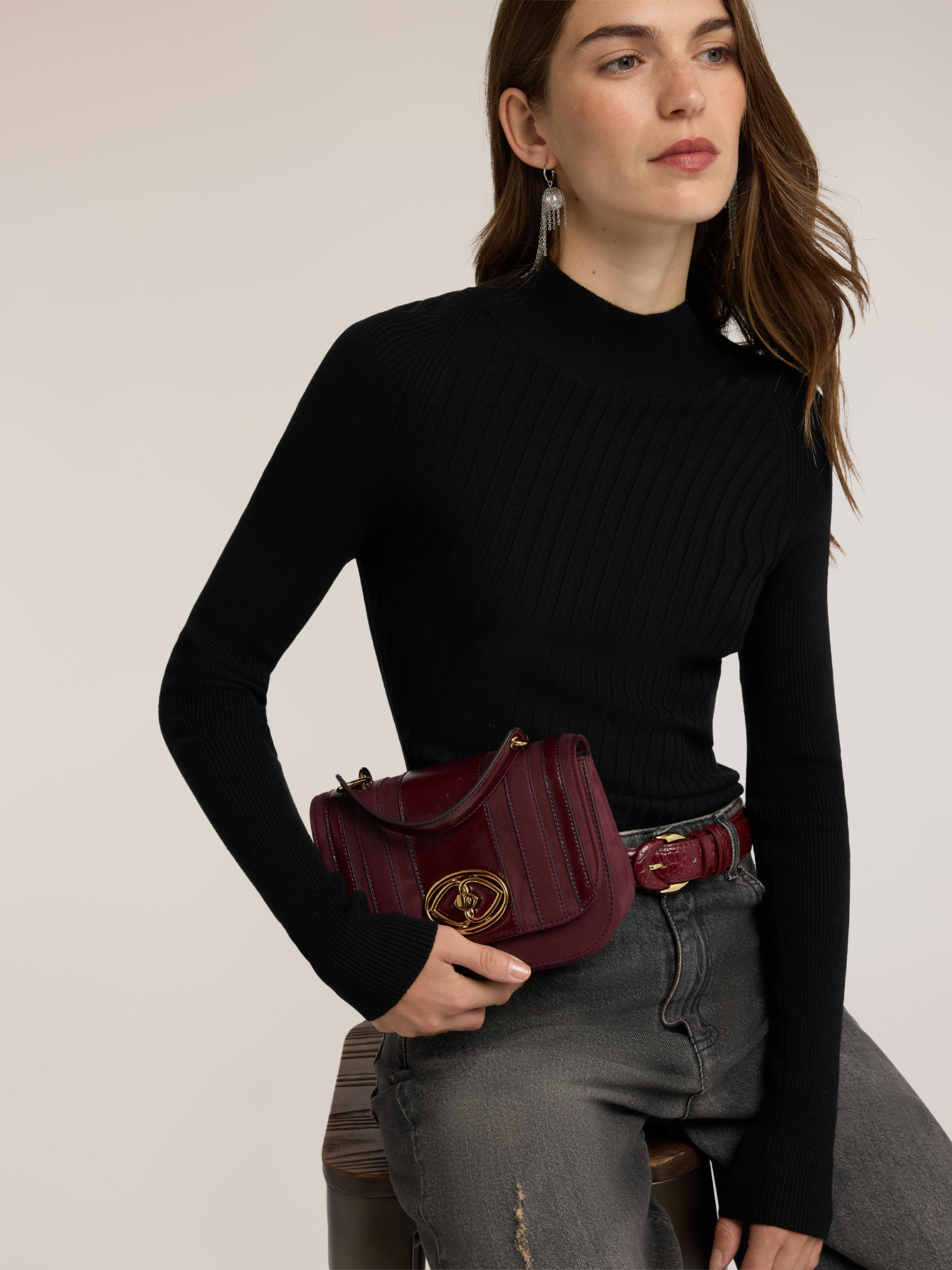 Sac bandoulière avec inserts à rayures, MOTIVI