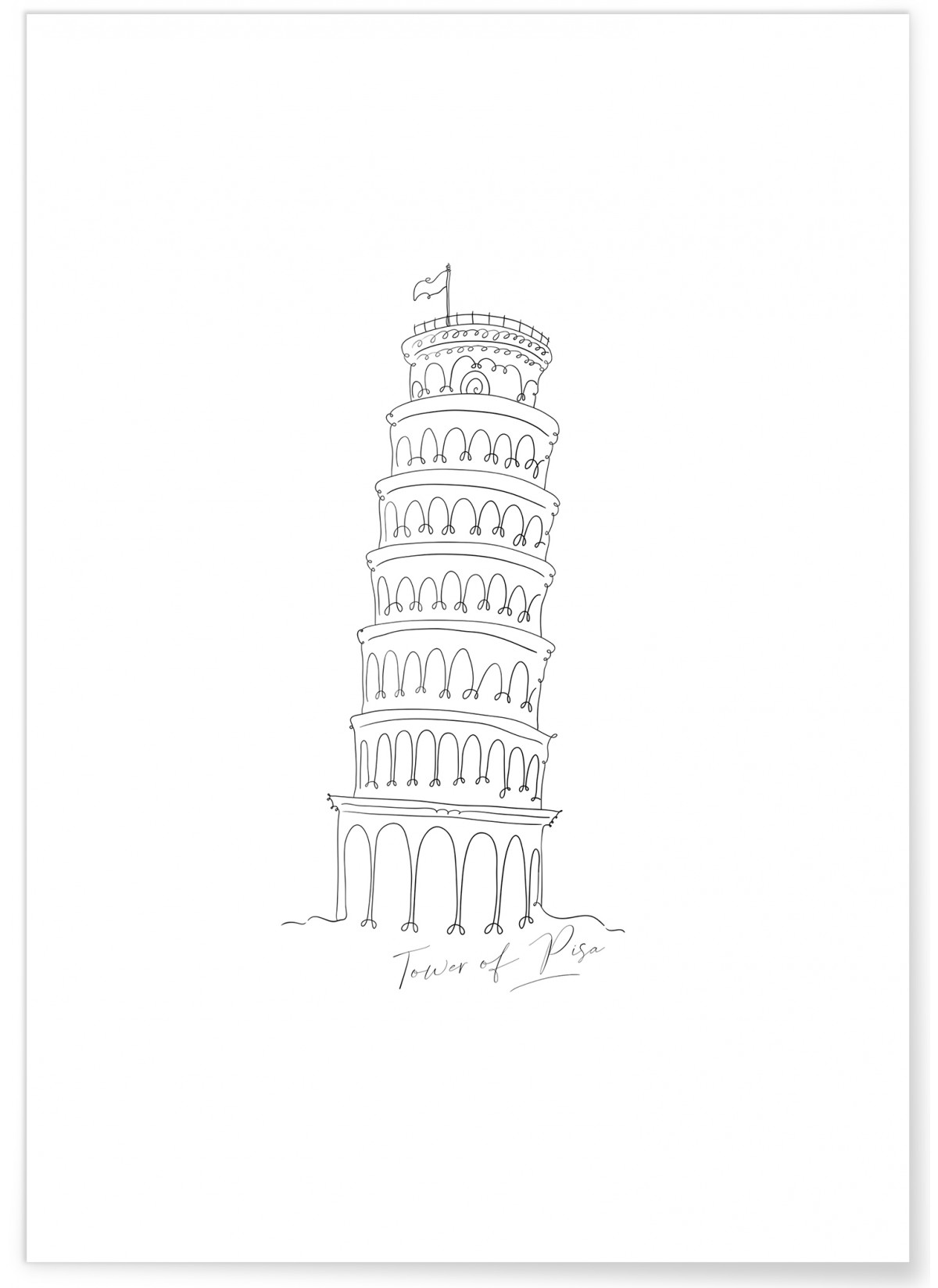 Affiche Line Art Tour de Pise, L'AFFICHERIE