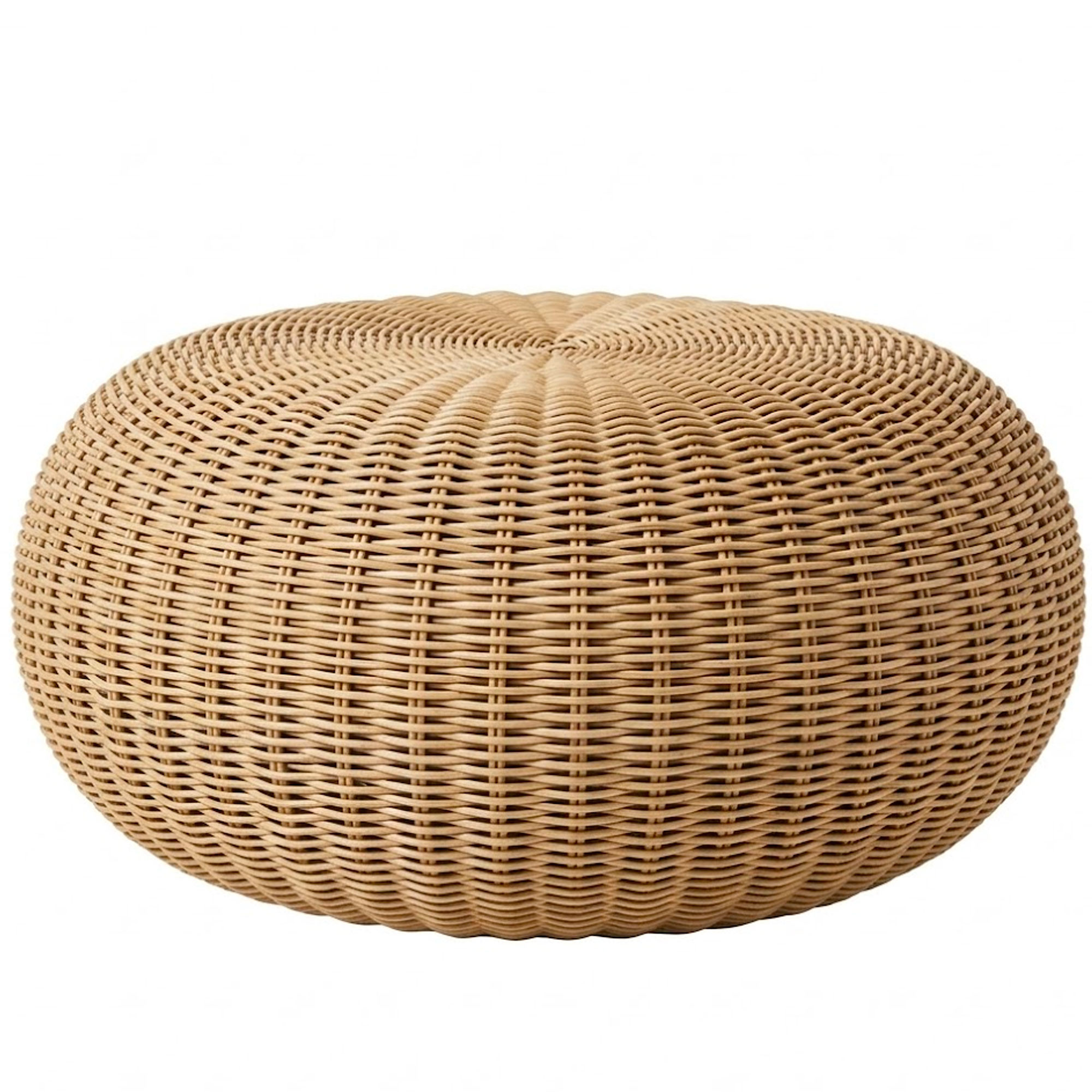 Pouf extérieur tressé plastique beige 70x70x37cm, WADIGA