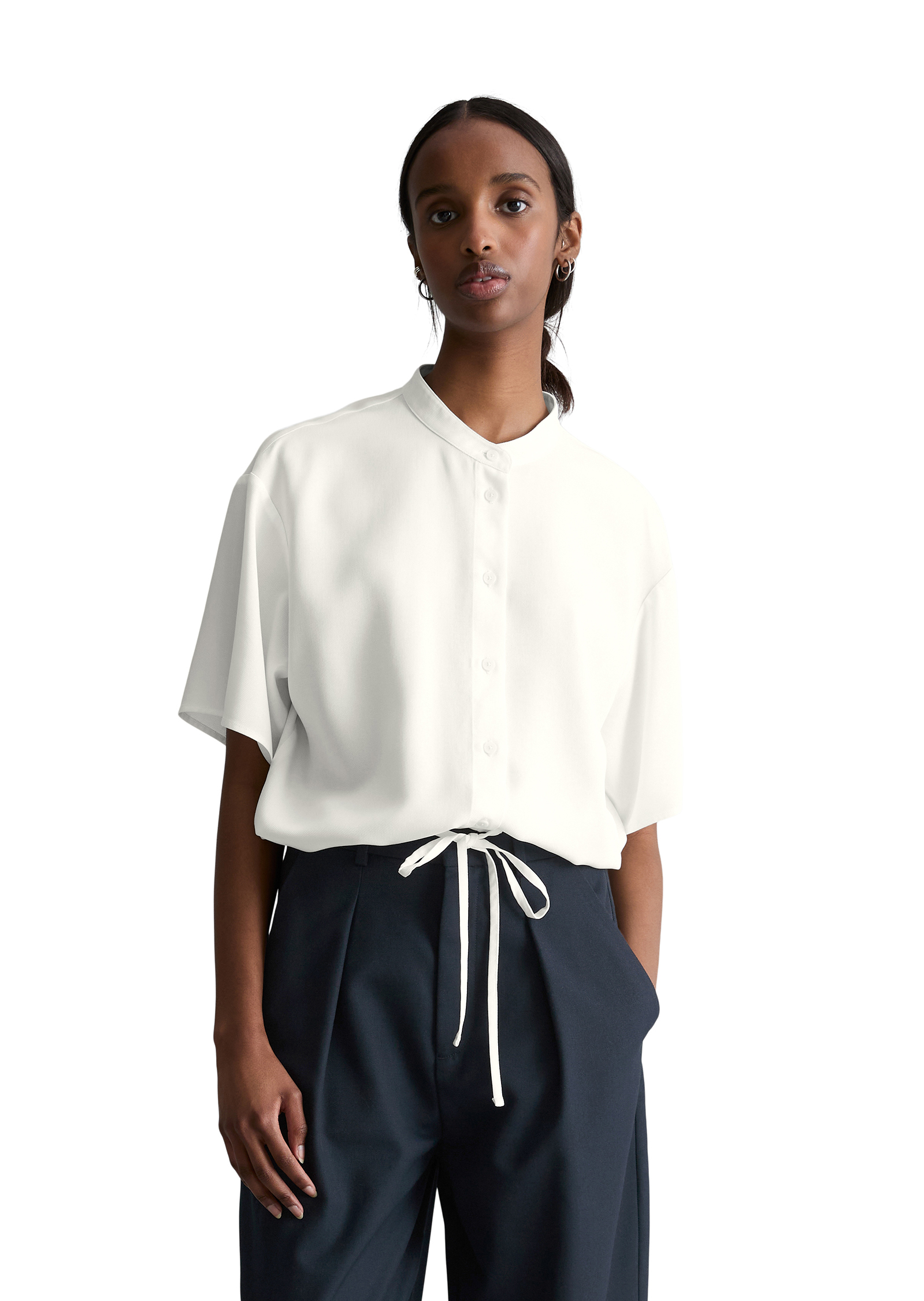 Chemisier à crop relaxed en TENCEL™ Lyocell, MARC O’POLO DENIM