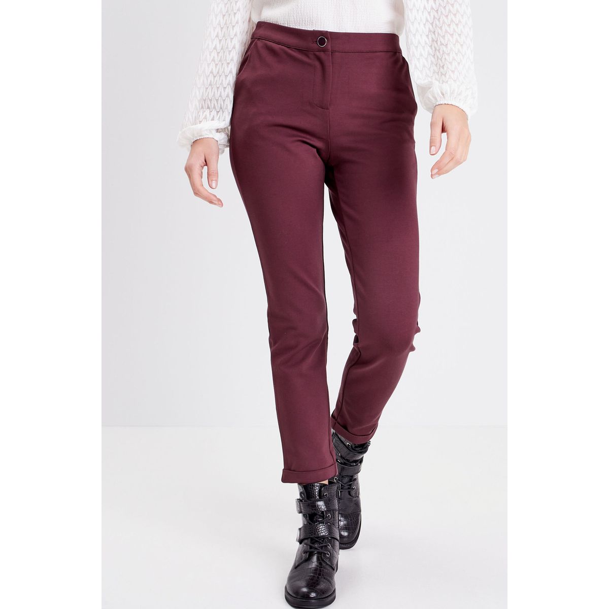 Pantalon discount bordeaux femme