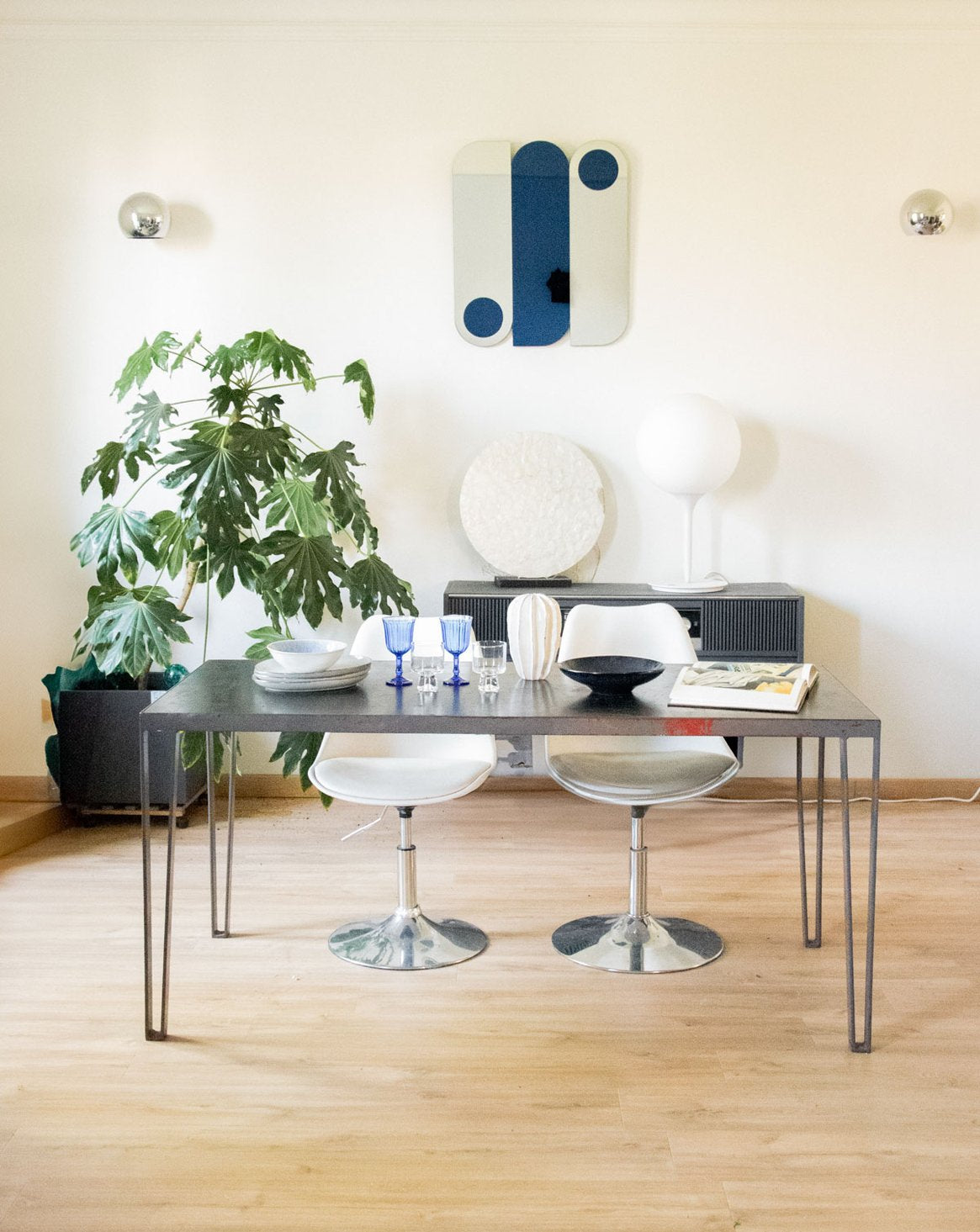 Table à manger industrielle en acier Karla N°1129 - Bon état, DEBONGOUT