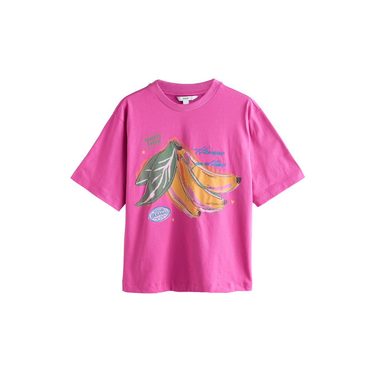 T-shirt ras du cou à imprimé banane perles, NEXT