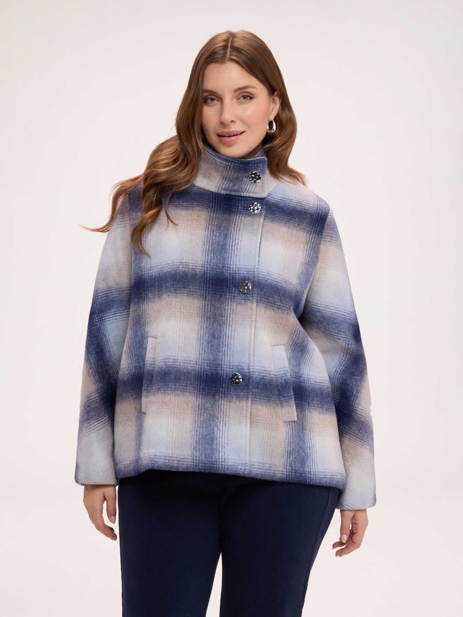 Manteau court à motif à carreaux, FIORELLA RUBINO