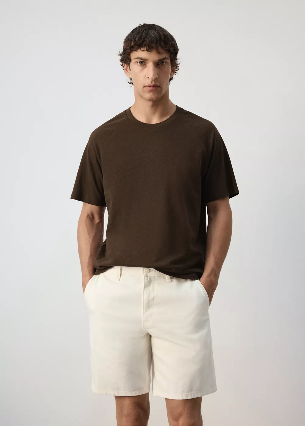 T-shirt relaxed fit en mélange de coton et lin, MANGO MAN
