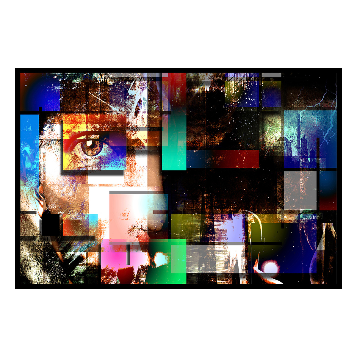 Affiche encadrée art abstrait visage contemporain, HEXOA