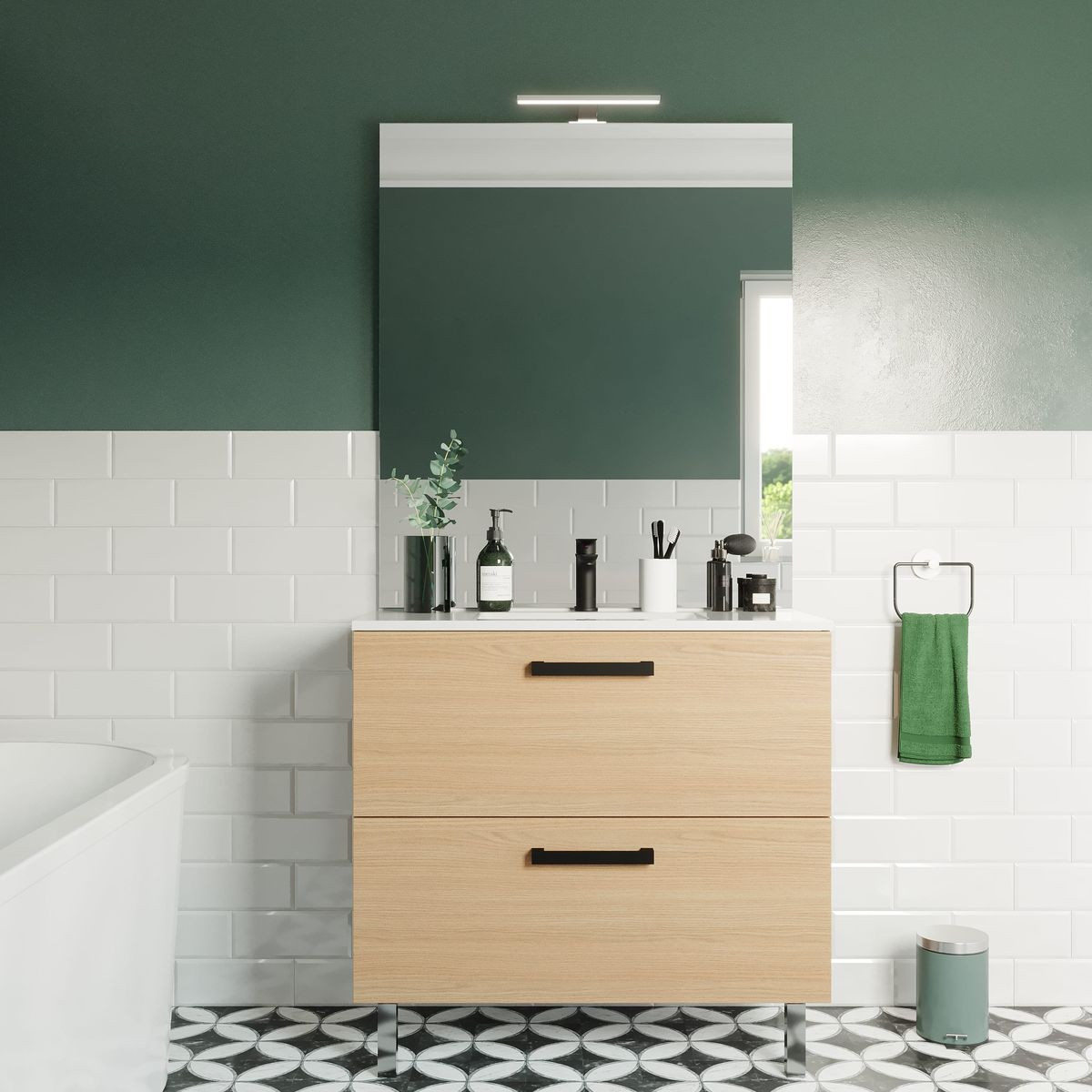 Meuble salle de bain vasque intégrée 2 tiroirs - CHELSEA, HOMIFAB