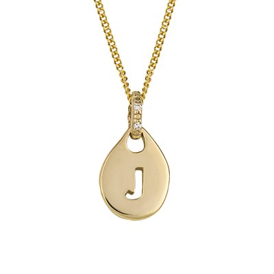 9ct Gold Alphabet 'J' Tag Necklace ELEMENTS GOLD