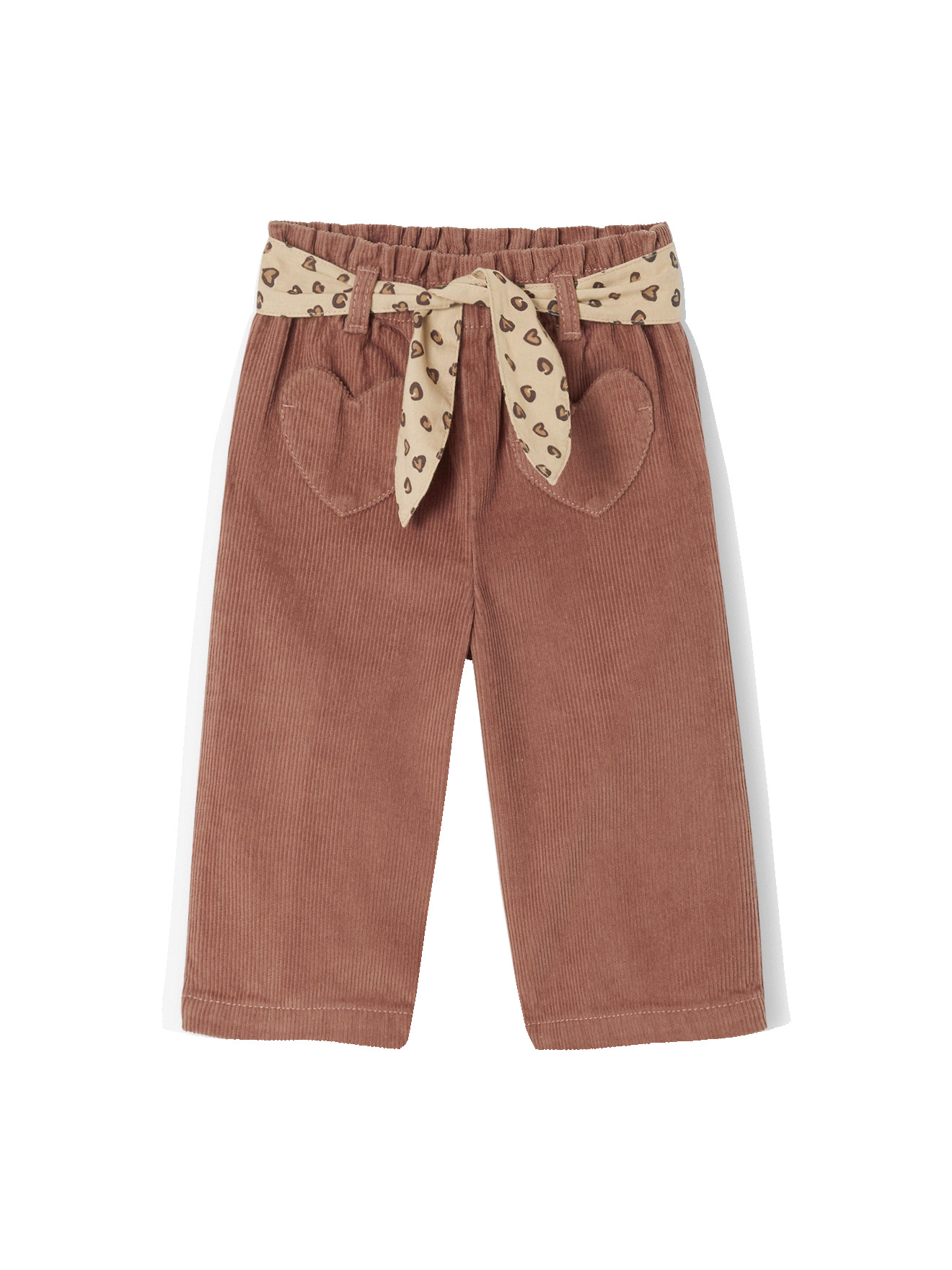 Pantalon bébé en velours côtelé avec ceinture "léopard" à nouer, VERTBAUDET