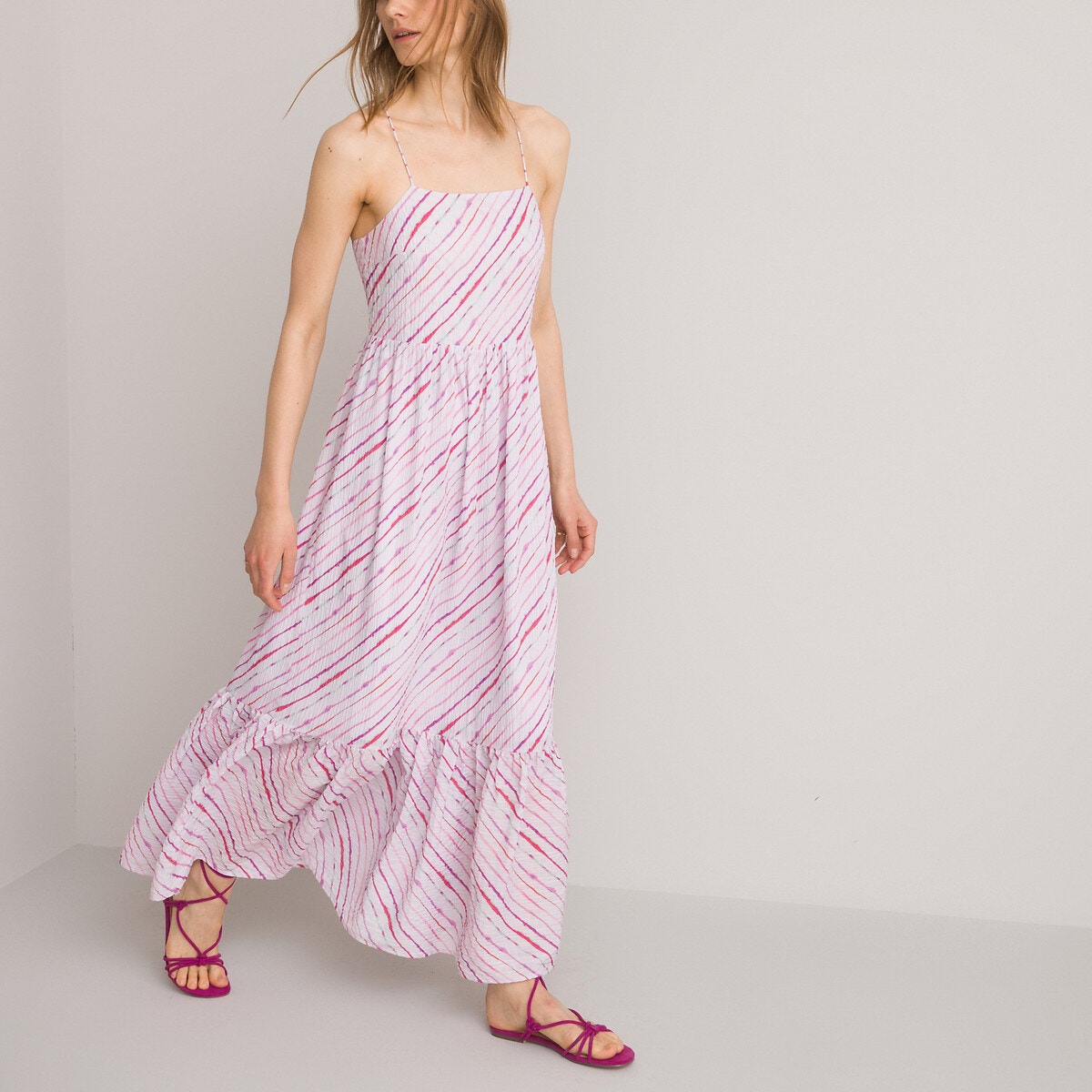 Robe Fines Bretelles Maxi Longue Imprimé Multicolore La Redoute ...