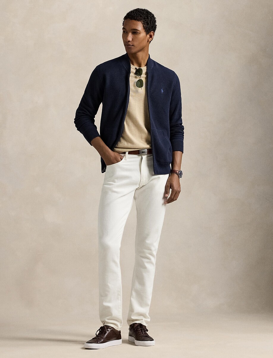 Gilet zippé, en coton piqué, Regular Fit, POLO RALPH LAUREN