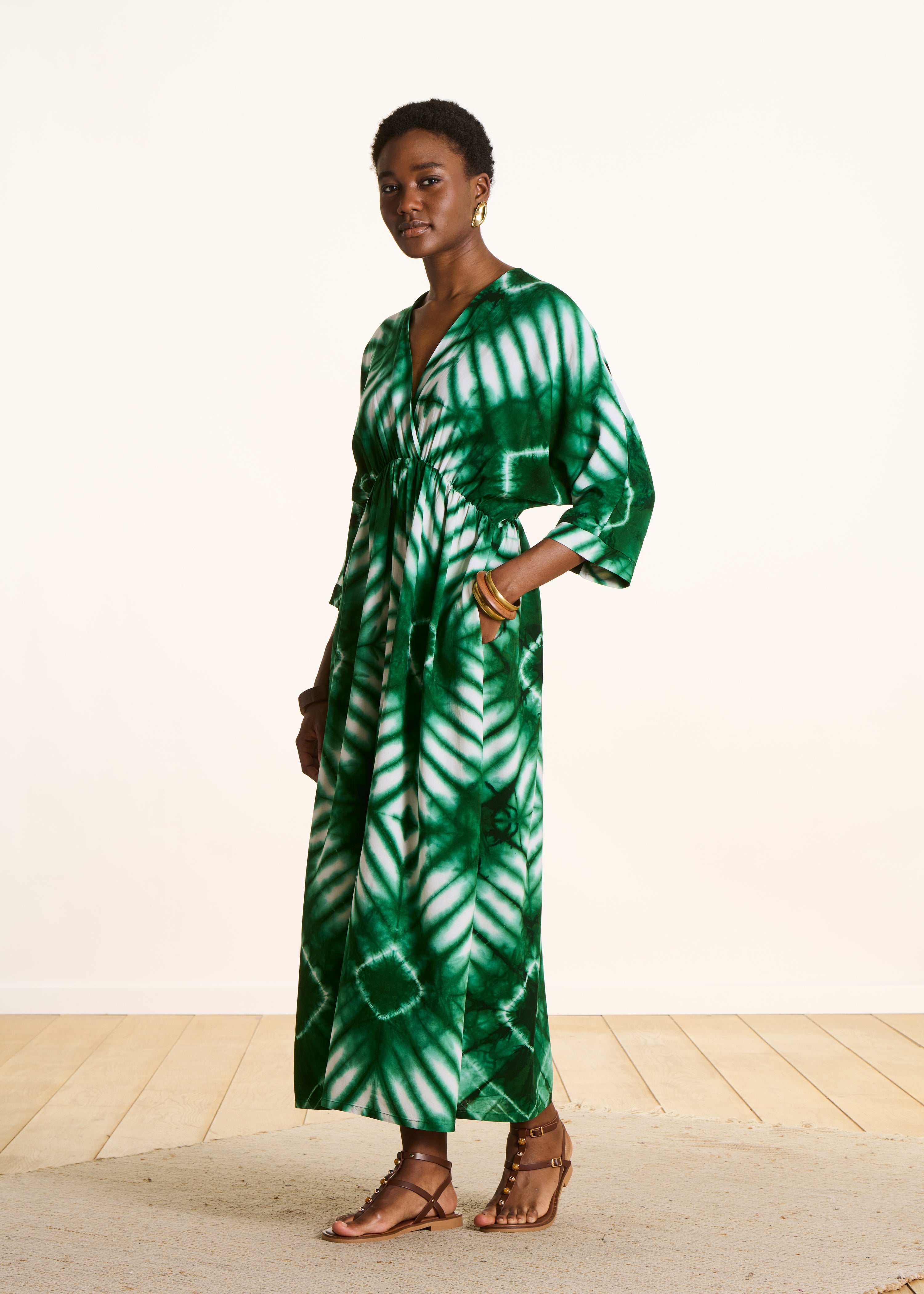 Robe longue manches 3/4 à imprimé, LA FEE MARABOUTEE