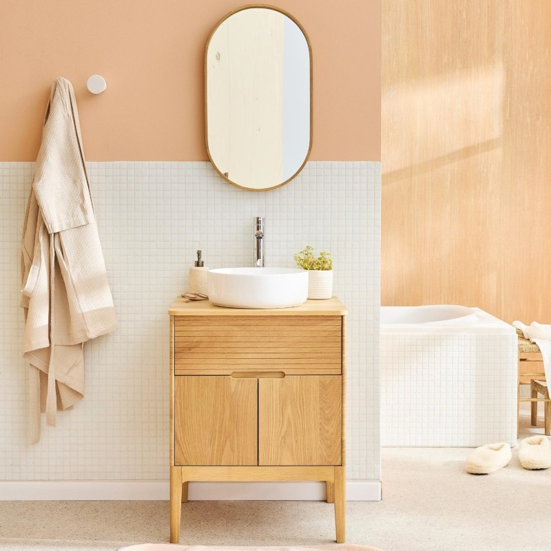 Ensemble meuble simple vasque 60cm + vasque + robinet + miroir ALASKA, MOB IN