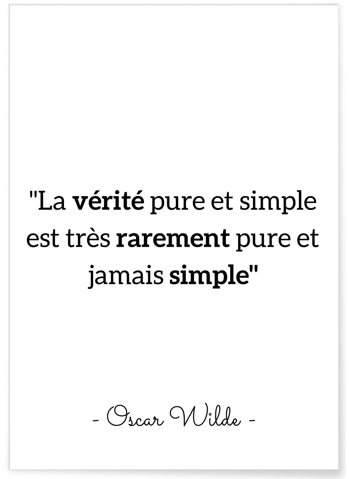 Affiche Oscar Wilde 'La vérité pure et simple...', L'AFFICHERIE