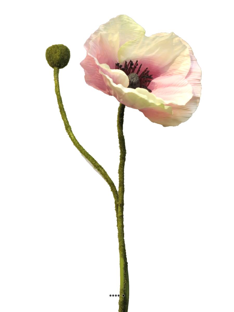 Pavot factice H60cm 1 fleur et 1 bouton fleu, ARTIFICIELLES