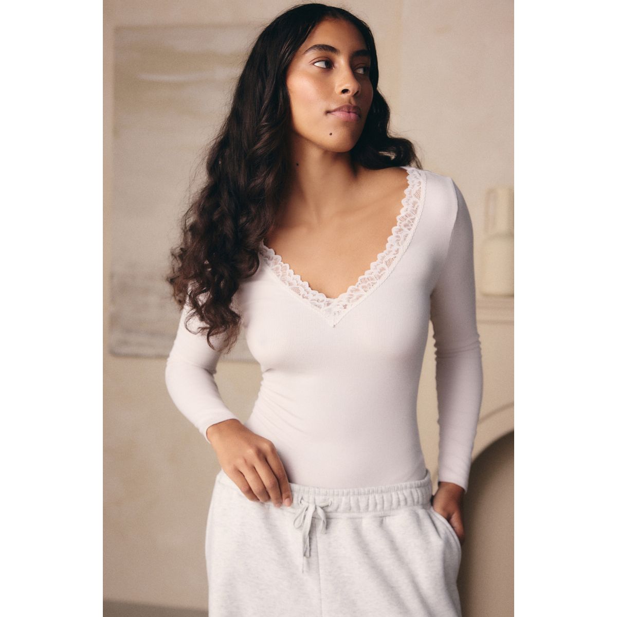 WOWENY Body thermique pour femme à manches longues 3/4 élégant en micro polaire, haut chaud à manches longues, col rond, body en micro polaire, body à manches longues traditionnel, S