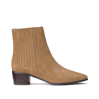 Suede Ankle Boots with Block Heel LA REDOUTE COLLECTIONS