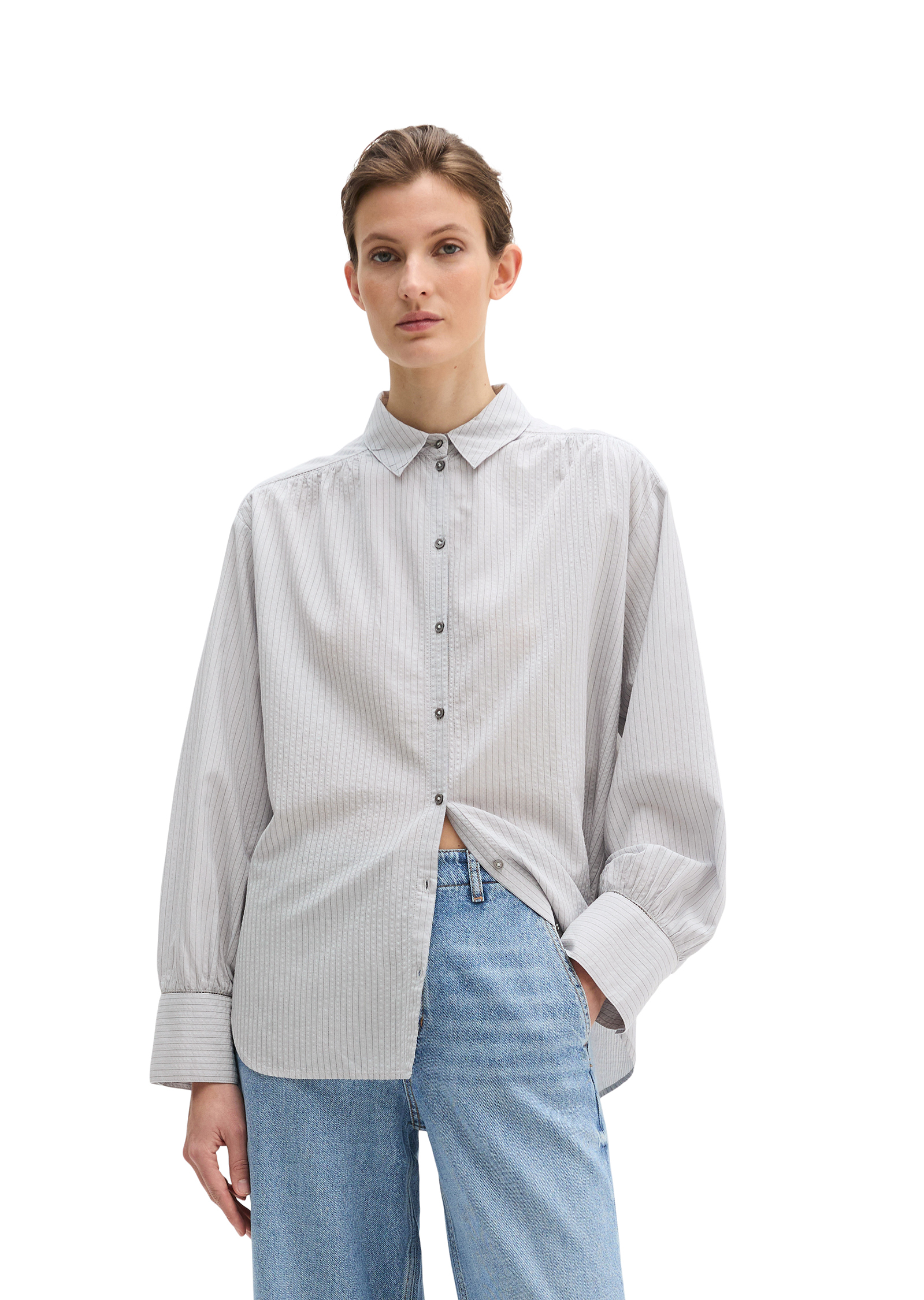 Blouse à rayures relaxed en mélange de coton organique et de viscose, MARC O'POLO