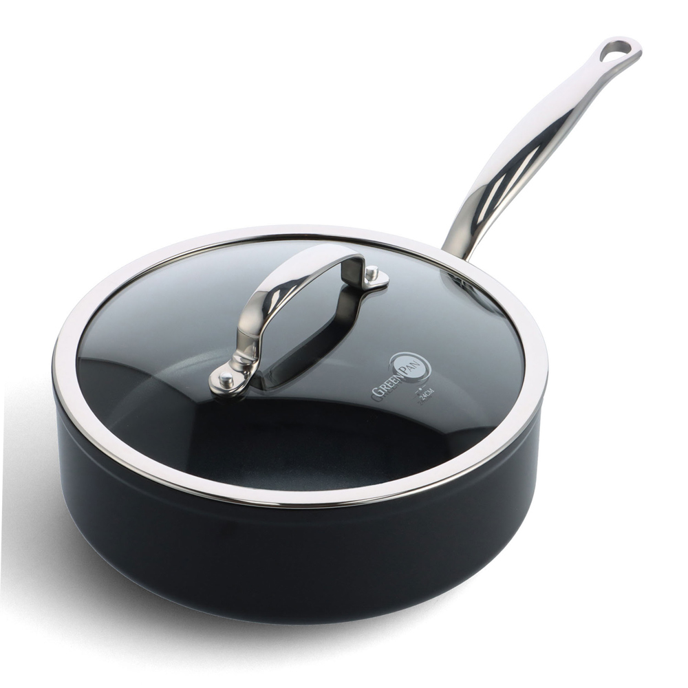 Sauteuse 24 cm aluminium forgé revêtement céramique avec couvercle - Barcelona Pro, GREENPAN