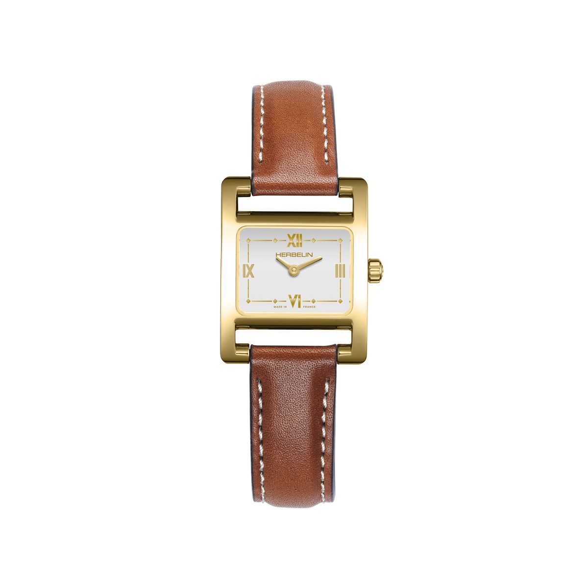 Montre analogique 5 me avenue dor argent marron Herbelin La