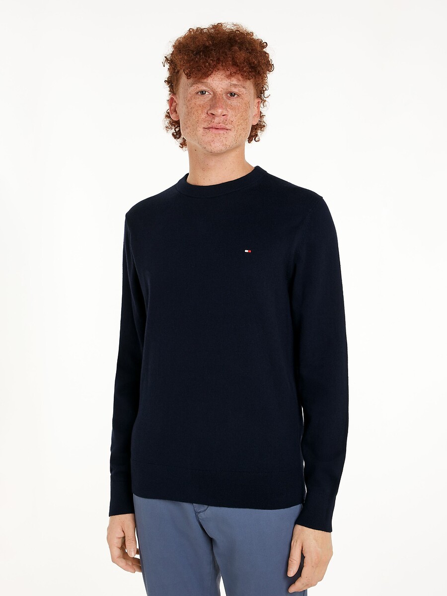 Pull col rond en coton pima et cachemire