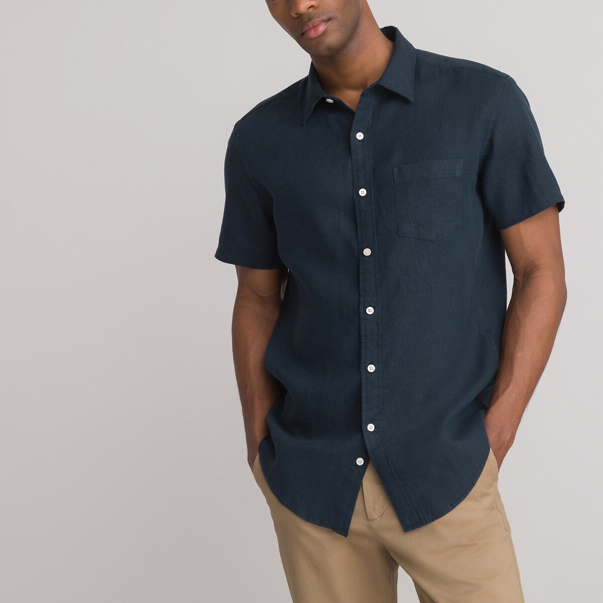 Chemise lin discount bleu ciel homme