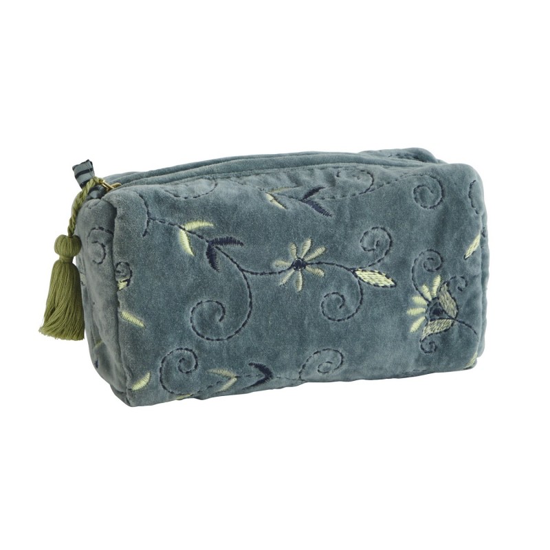 Pochette de toilette velours brodé floral, MADAM STOLTZ