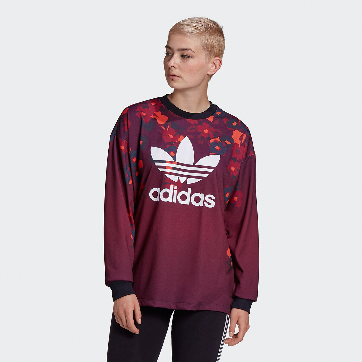 logo print sweatshirt with , burgundy, Adidas Originals | La Redoute