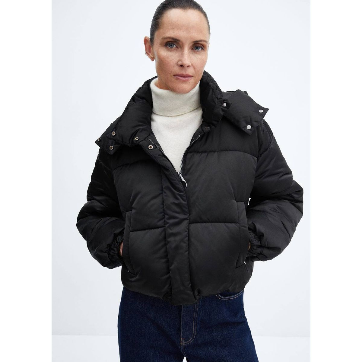 Anorak court matelass noir Mango La Redoute