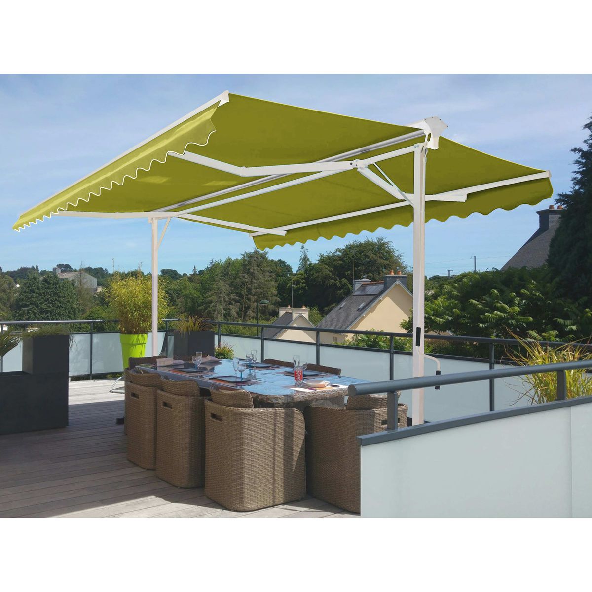 Store Banne Double Pente 4x3 Avec Coffre Store double pente avec coffre 3 x 3 m Oviala | La Redoute