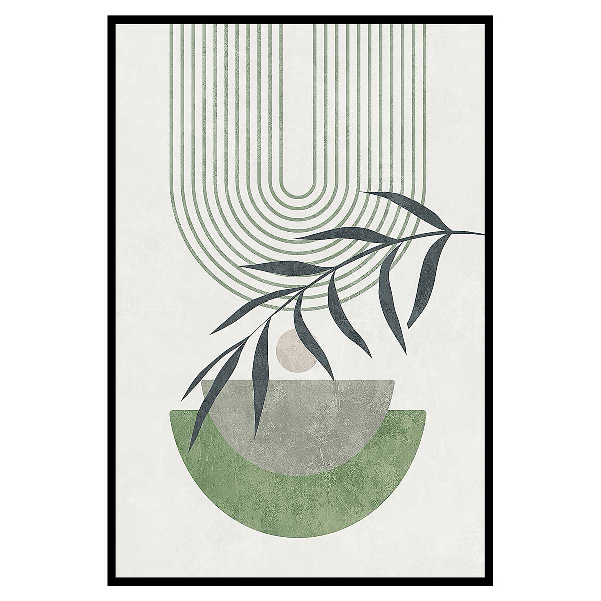 Affiche encadrée abstraction végétale graphique, HEXOA