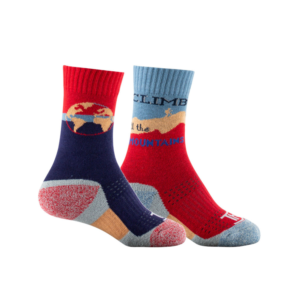 Lot de 2 paires de chaussettes rando en coton pour enfant, THYO