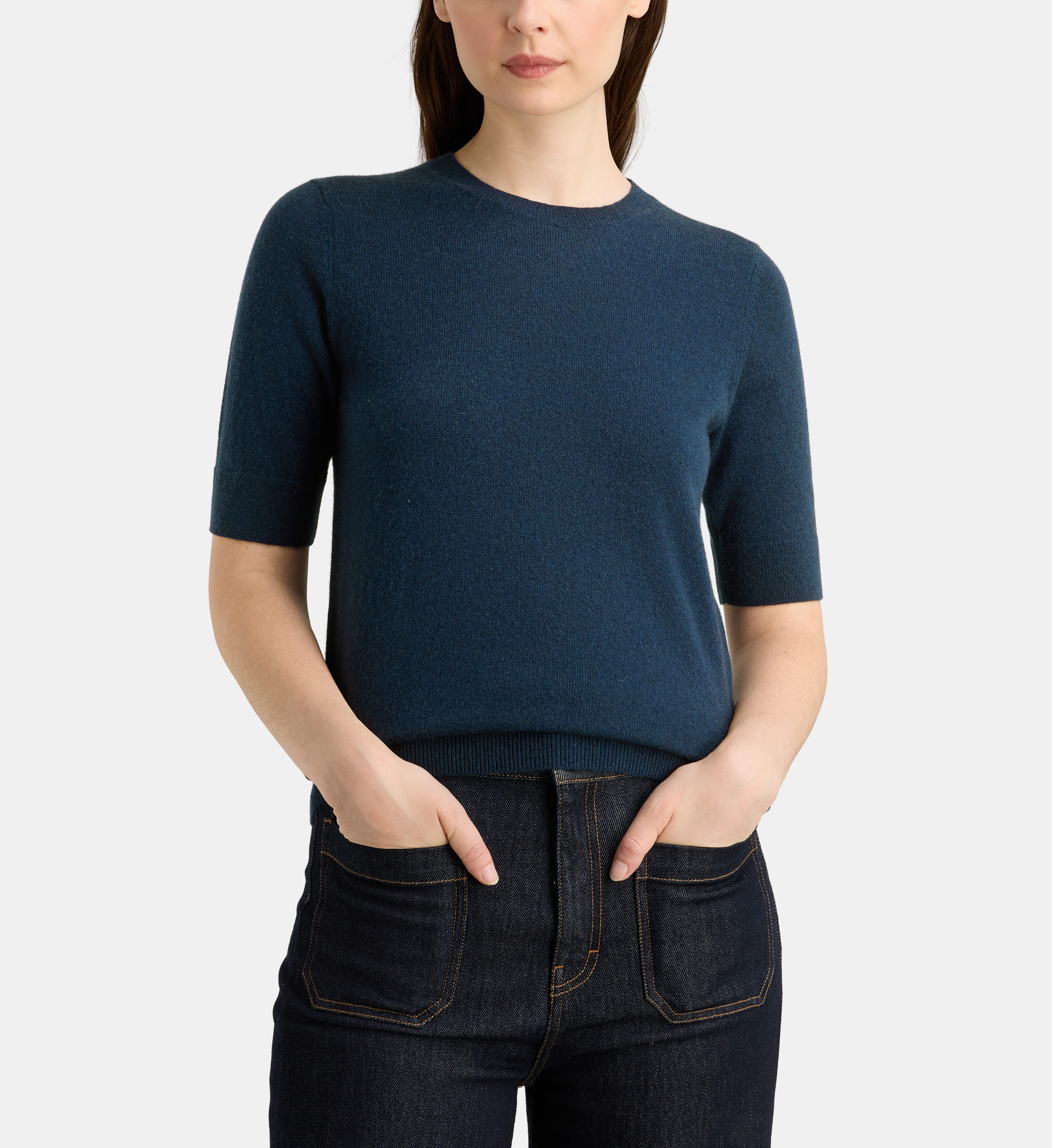 Pull droit difi manches courtes en cachemire, GALERIES LAFAYETTE