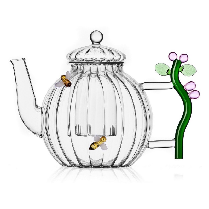 Théière verre abeilles sculptées verre BOTANICA, ICHENDORF